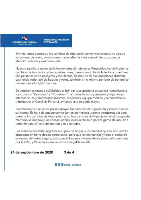 COMUNICADO PANAMA ABOGA POR LA SOLIDARIDAD ENTRE LOS GOBIERNOS PARA AFRONTAR CON URGENCIA LOS CAMBIOS DE TRIPULACIÓN-page-003